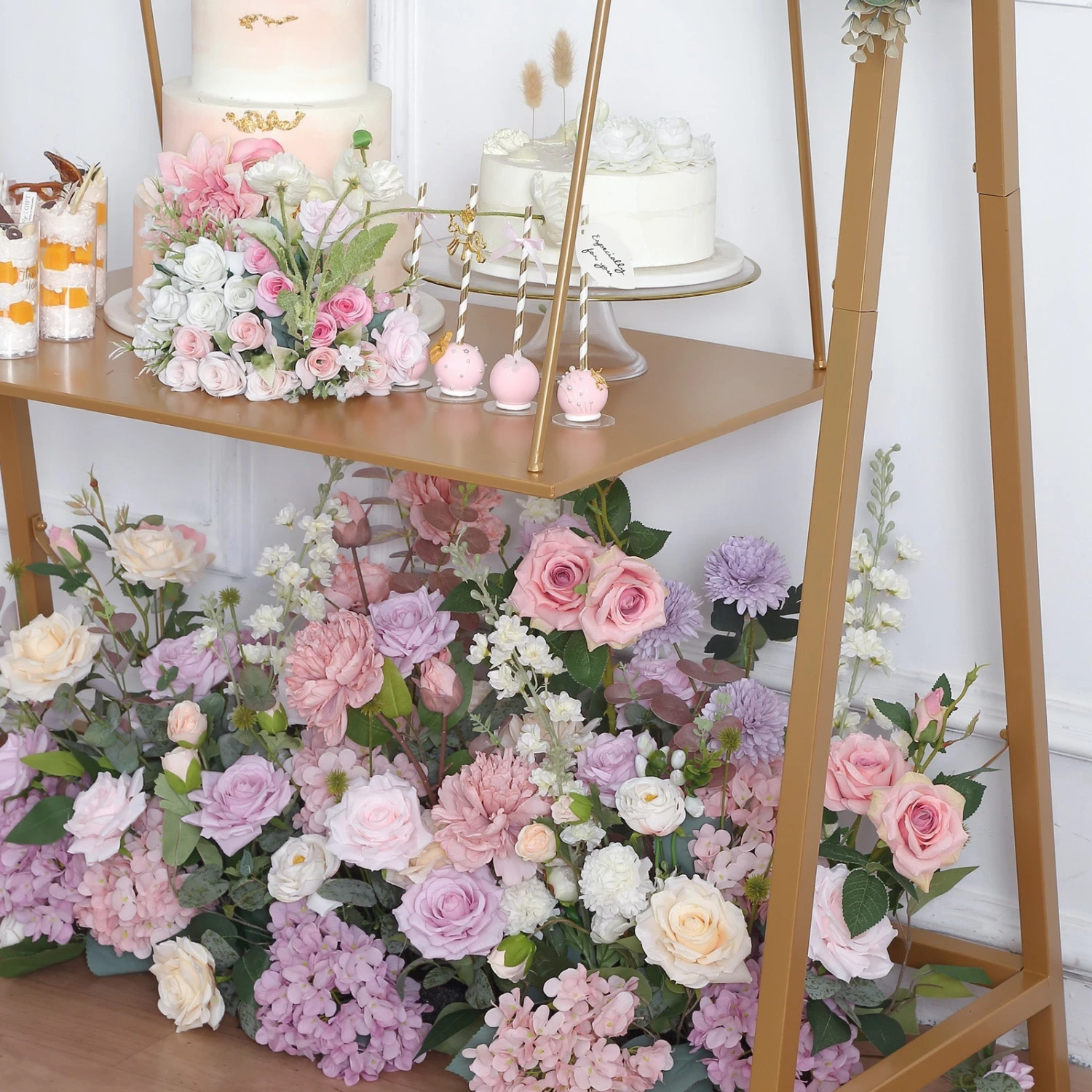 6ft Tall Gold Metal Dessert Display Stand Swing 6 6ft Tall Gold Metal Dessert Display Stand Swing - Image 6