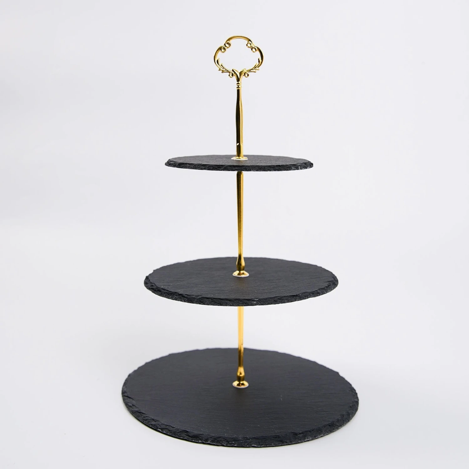 3-Tier Black Stone Plate Riser, Dessert Holder Display Stand 15" Round 7 3-Tier Black Stone Plate Riser, Dessert Holder Display Stand 15" Round - Image 7