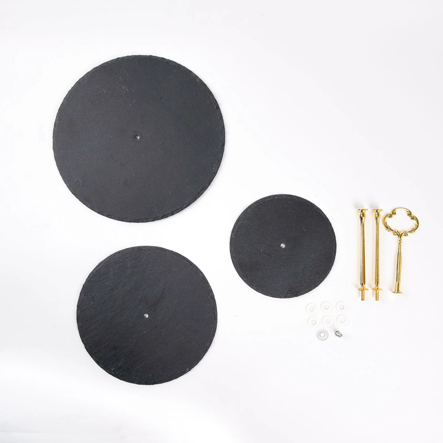 3-Tier Black Stone Plate Riser, Dessert Holder Display Stand 15" Round 11 3-Tier Black Stone Plate Riser, Dessert Holder Display Stand 15" Round - Image 11