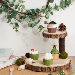 2-Tier Natural Elm Wood Slice Cheese Board Cupcake Stand, Rustic Centerpiece 8" 25 2-Tier Natural Elm Wood Slice Cheese Board Cupcake Stand, Rustic Centerpiece 8" -Home Decor Promotional Store CAKE WOD001 612 NAT D04 40a53fb2 ba66 46b7 8429 378331c85493