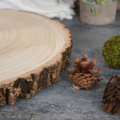 3-Tier Tower Natural Wood Slice Riser, Cheese Board Display Stand, Rustic Centerpiece - Assembly Tools Included 19" -Home Decor Promotional Store CAKE WOD004 NAT D04