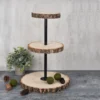 3-Tier Tower Natural Wood Slice Riser, Cheese Board Display Stand, Rustic Centerpiece - Assembly Tools Included 19"