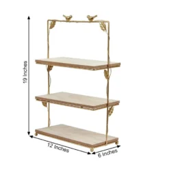 3-Tier Rectangular Gold/Wood Slice Riser, Cheese Board Display Tower, Rustic Centerpiece - Assembly Tools Included 19" -Home Decor Promotional Store CAKE WOD005 L GOLD 98 760x760 f91fc581 5457 4915 b336 c559f9965abd