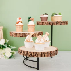 12" Tall | 3-Tier Wood Slice Pedestal Riser, Rustic Half Moon Cheese Board Display Stand -Home Decor Promotional Store CAKE WOD006 10 NAT D02.progressive f9b11e03 3e8c 4b54 aa0a f240c115eb8a