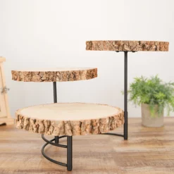 12" Tall | 3-Tier Wood Slice Pedestal Riser, Rustic Half Moon Cheese Board Display Stand -Home Decor Promotional Store CAKE WOD006 10 NAT D05.progressive 9fea8619 e56c 44eb 8d7b 1a07b141cac7