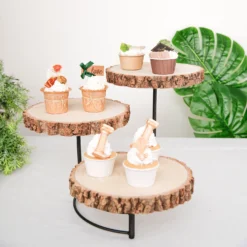 12" Tall | 3-Tier Wood Slice Pedestal Riser, Rustic Half Moon Cheese Board Display Stand -Home Decor Promotional Store CAKE WOD006 10 NAT 01.progressive 2519cb65 5214 4a16 8b6f d87f8fc5ed92