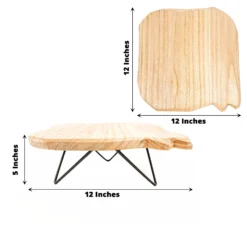Natural Wood Slice Pedestal Riser, Cheese Board Serving Tray, Rustic Wooden Display Stand With Hairpin Legs 12" Square -Home Decor Promotional Store CAKE WOD007 12 NAT 98.progressive 5be4e9e0 497a 4ce6 9cc6 fd073cf7c860