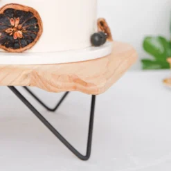 Natural Wood Slice Pedestal Riser, Cheese Board Serving Tray, Rustic Wooden Display Stand With Hairpin Legs 12" Square -Home Decor Promotional Store CAKE WOD007 12 NAT D03.progressive cf778879 6511 4d00 abec 61612590489d