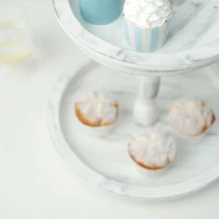 Rustic 2-Tier Wooden Riser Serving Tray, Farmhouse Dessert Display Stand 20" 23 Rustic 2-Tier Wooden Riser Serving Tray, Farmhouse Dessert Display Stand 20" -Home Decor Promotional Store CAKE WOD008 12 WHT D04