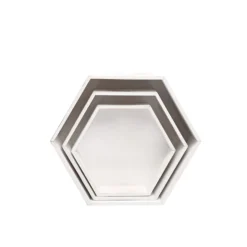 Set Of 3 | Whitewashed Hexagonal Wooden Display Risers, Stackable Dessert Stand Boxes - 9", 11", 13" -Home Decor Promotional Store CAKE WOD009 SET WHT D08