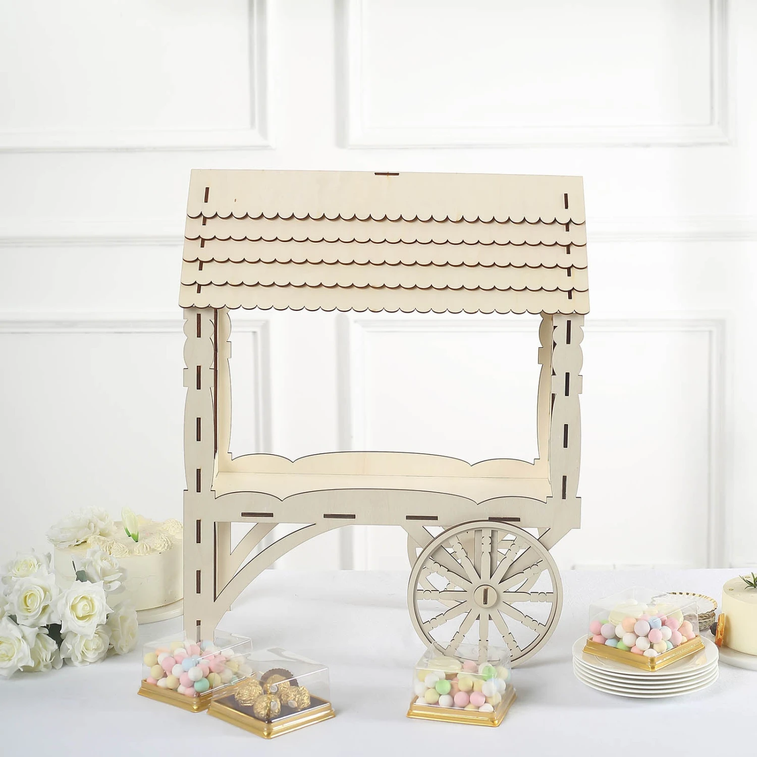 Mini Natural Wooden Tabletop Dessert Display Sweet Stall, Candy Cart Stand 25" 3 Mini Natural Wooden Tabletop Dessert Display Sweet Stall, Candy Cart Stand 25" - Image 3