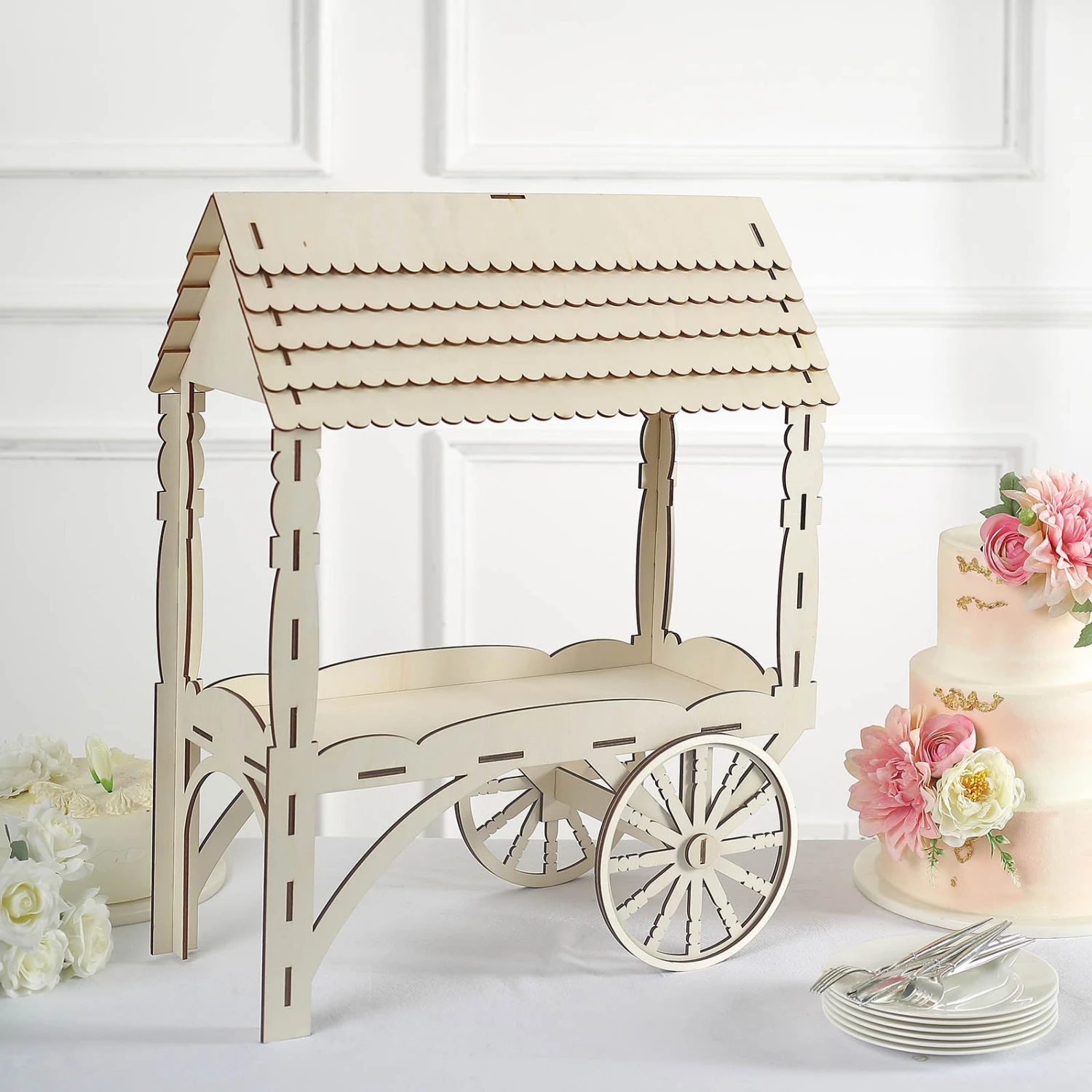 Mini Natural Wooden Tabletop Dessert Display Sweet Stall, Candy Cart Stand 25" 4 Mini Natural Wooden Tabletop Dessert Display Sweet Stall, Candy Cart Stand 25" - Image 4