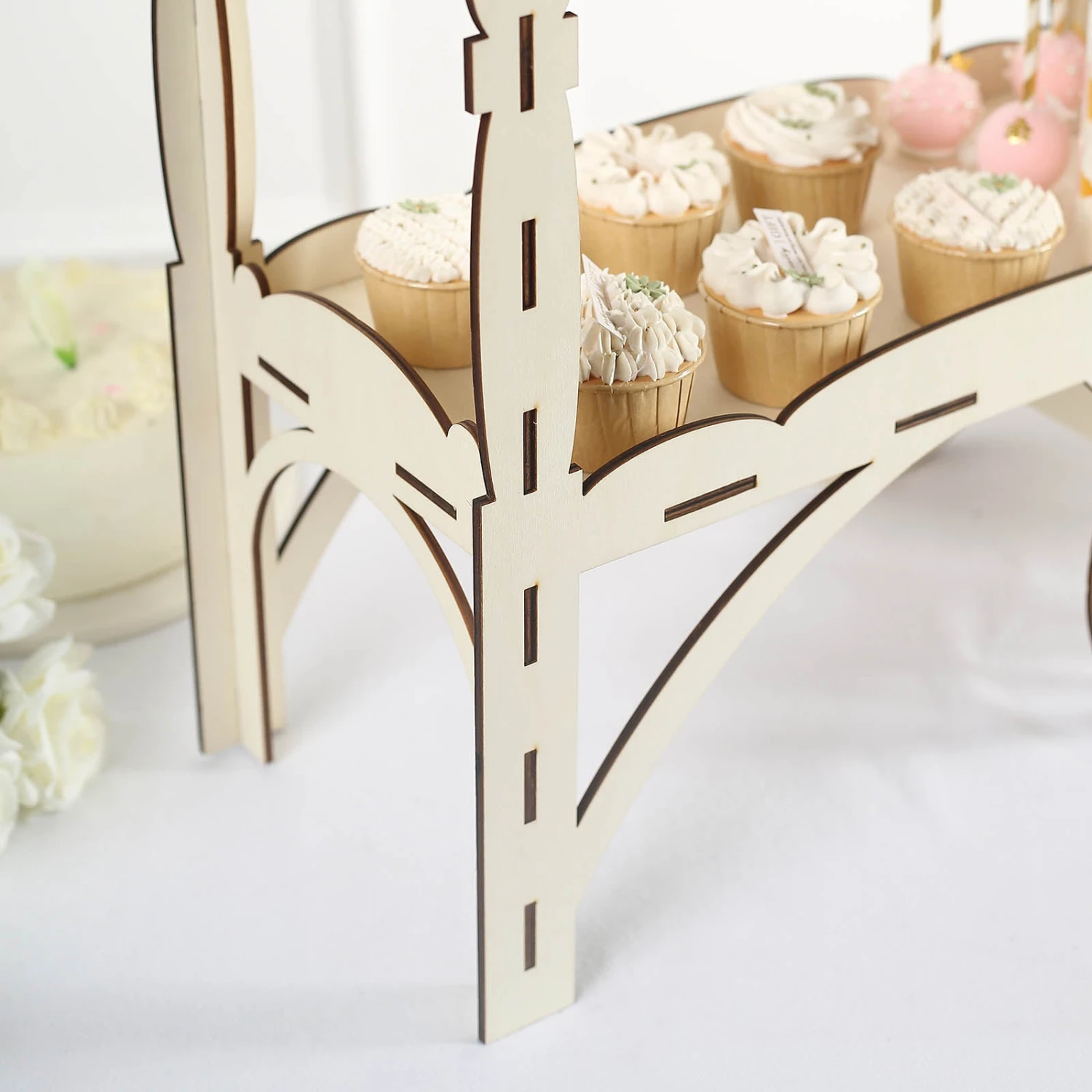 Mini Natural Wooden Tabletop Dessert Display Sweet Stall, Candy Cart Stand 25" 6 Mini Natural Wooden Tabletop Dessert Display Sweet Stall, Candy Cart Stand 25" - Image 6