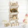 Natural Wooden 3-Tier Basket Floor Standing Display Rack, Rustic Tabletop Dessert Holder Shelf Stand 33"