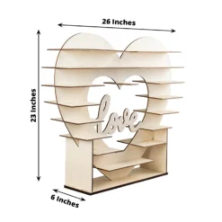 Heart Shaped 8-Layer Double Sided Wooden Dessert Display Stand, Natural "Love" Table Shelf Rack 26" -Home Decor Promotional Store CAKE WOD015 NAT 98