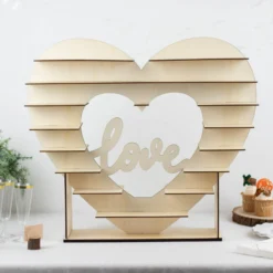 Heart Shaped 8-Layer Double Sided Wooden Dessert Display Stand, Natural "Love" Table Shelf Rack 26" -Home Decor Promotional Store CAKE WOD015 NAT D04