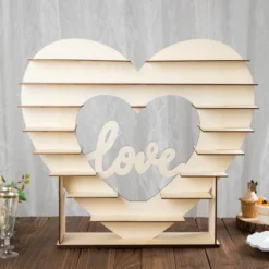 Heart Shaped 8-Layer Double Sided Wooden Dessert Display Stand, Natural "Love" Table Shelf Rack 26" -Home Decor Promotional Store CAKE WOD015 NAT D05