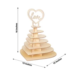 7-Tier Natural Wooden Heart Chocolate Display Stand With "Love" Topper, 16" DIY Dessert Table Tower Rack 29 7-Tier Natural Wooden Heart Chocolate Display Stand With "Love" Topper, 16" DIY Dessert Table Tower Rack -Home Decor Promotional Store CAKE WOD017 15 NAT 98