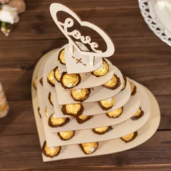 7-Tier Natural Wooden Heart Chocolate Display Stand With "Love" Topper, 16" DIY Dessert Table Tower Rack 18 7-Tier Natural Wooden Heart Chocolate Display Stand With "Love" Topper, 16" DIY Dessert Table Tower Rack -Home Decor Promotional Store CAKE WOD017 15 NAT D01