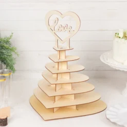 7-Tier Natural Wooden Heart Chocolate Display Stand With "Love" Topper, 16" DIY Dessert Table Tower Rack 20 7-Tier Natural Wooden Heart Chocolate Display Stand With "Love" Topper, 16" DIY Dessert Table Tower Rack -Home Decor Promotional Store CAKE WOD017 15 NAT D03