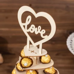 7-Tier Natural Wooden Heart Chocolate Display Stand With "Love" Topper, 16" DIY Dessert Table Tower Rack 27 7-Tier Natural Wooden Heart Chocolate Display Stand With "Love" Topper, 16" DIY Dessert Table Tower Rack -Home Decor Promotional Store CAKE WOD017 15 NAT D10
