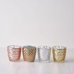 6 Pack Glass Votive Candle Holders, Tealight Candle Holders - Assorted Geometric Designs 3" -Home Decor Promotional Store CAND HOLD 001 S GOLD D10 grande.progressive c4c943ce a8d5 49b1 bd14 7b4088f57b0e