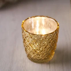 6 Pack Glass Votive Candle Holders, Tealight Candle Holders - Assorted Geometric Designs 3" -Home Decor Promotional Store CAND HOLD 001 S MGOLD D01 760x760 7ef29302 e2cc 4d1b 8dd0 1924a8059479