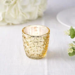 6 Pack Glass Votive Candle Holders, Tealight Candle Holders - Assorted Geometric Designs 3" -Home Decor Promotional Store CAND HOLD 001 S MGOLD D07 grande.progressive 57280368 8c9e 4d70 8a41 307618069989