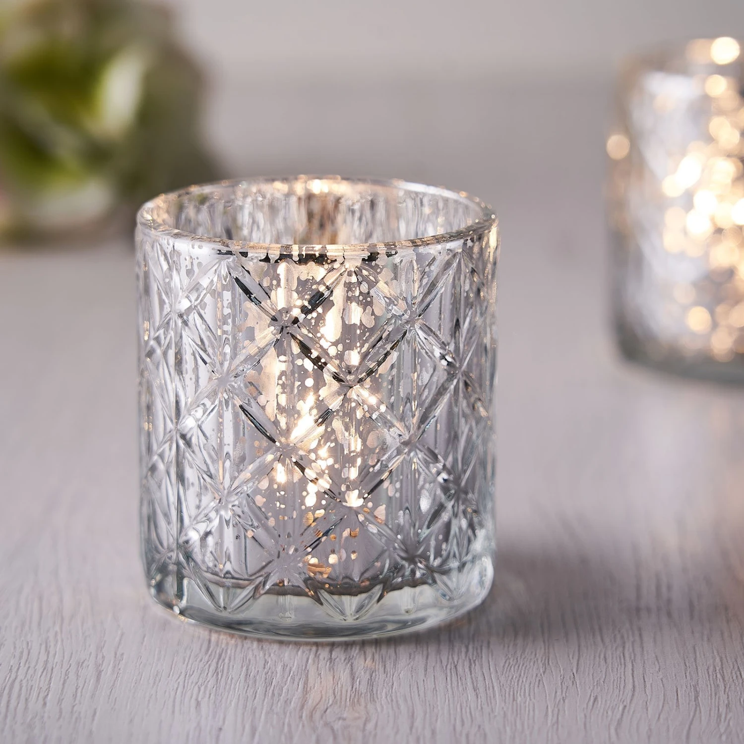 6 Pack Shiny Mercury Glass Candle Holders, Votive Tealight Holders - Geometric Design 3" 16 6 Pack Shiny Mercury Glass Candle Holders, Votive Tealight Holders - Geometric Design 3" - Image 16