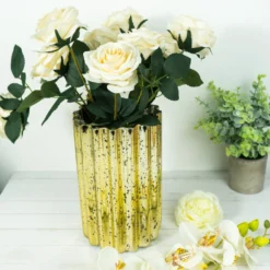 Mercury Glass Hurricane Candle Holder, Cylinder Pillar Vase - Wavy Column Design 9" -Home Decor Promotional Store CAND HOLD 007 L MGOLD D11.progressive 01085c72 b139 4aea 8124 de0c3a3cc489