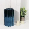 Mercury Glass Hurricane Candle Holder, Cylinder Pillar Vase - Wavy Column Design 9"