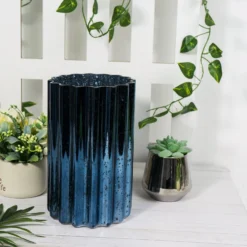 Mercury Glass Hurricane Candle Holder, Cylinder Pillar Vase - Wavy Column Design 9" -Home Decor Promotional Store CAND HOLD 007 L MNAVY D08.progressive 61bbbf40 3b11 480a bdbb 94176794d59a