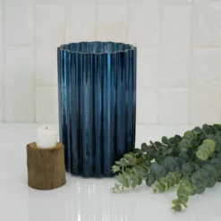 Mercury Glass Hurricane Candle Holder, Cylinder Pillar Vase - Wavy Column Design 9" -Home Decor Promotional Store CAND HOLD 007 L MNAVY 01.progressive 45b9b0f7 1e6f 4d4d 9f62 4d6ef2c252ad
