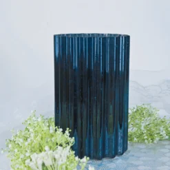 Mercury Glass Hurricane Candle Holder, Cylinder Pillar Vase - Wavy Column Design 9" -Home Decor Promotional Store CAND HOLD 007 L MNAVY 02.progressive e79d0003 cde5 4ec1 b197 446f8b4f0e54