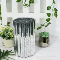Mercury Glass Hurricane Candle Holder, Cylinder Pillar Vase - Wavy Column Design 9" -Home Decor Promotional Store CAND HOLD 007 L MSILV D08.progressive 89a2dd0c 5fab 4ba2 87d7 33a185b8d3ed
