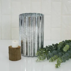 Mercury Glass Hurricane Candle Holder, Cylinder Pillar Vase - Wavy Column Design 9" -Home Decor Promotional Store CAND HOLD 007 L MSILV D09.progressive 8bd8ad00 6154 4746 b623 1d66f732d8b8