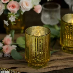 3 Pack Mercury Glass Votive Hurricane Candle Holder, Pillar Vase - Wavy Column Design 5" -Home Decor Promotional Store CAND HOLD 007 M MGOLD D01.progressive 73b4b2fc 9730 4df7 925c 5a593040ae80