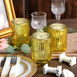 3 Pack Mercury Glass Votive Hurricane Candle Holder, Pillar Vase - Wavy Column Design 5" -Home Decor Promotional Store CAND HOLD 007 M MGOLD D03.progressive 8e419a9f cb85 422c 8e9a d209cb4059c3