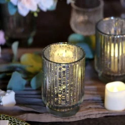 3 Pack Mercury Glass Votive Hurricane Candle Holder, Pillar Vase - Wavy Column Design 5" -Home Decor Promotional Store CAND HOLD 007 M MSILV D01.progressive ae6400e0 fd94 4cb0 bd35 748cd9222b36