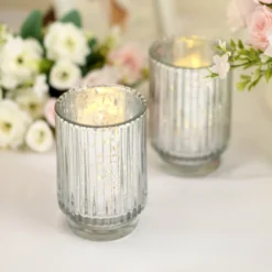 3 Pack Mercury Glass Votive Hurricane Candle Holder, Pillar Vase - Wavy Column Design 5" -Home Decor Promotional Store CAND HOLD 007 M MSILV D07.progressive ea453e7a b523 4b2b b294 8303d98a8367