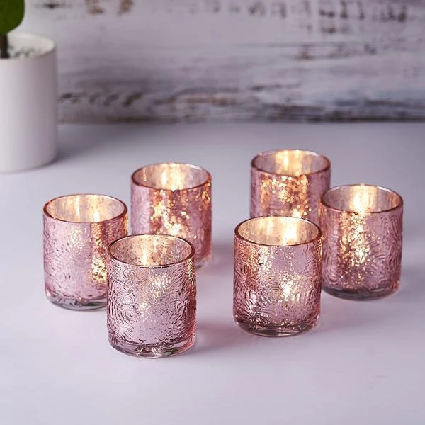 6 Pack | Mercury Glass Palm Leaf Candle Holders, Votive Tealight Holders 18 6 Pack | Mercury Glass Palm Leaf Candle Holders, Votive Tealight Holders - Image 18