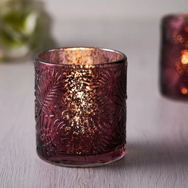 6 Pack | Mercury Glass Palm Leaf Candle Holders, Votive Tealight Holders 7 6 Pack | Mercury Glass Palm Leaf Candle Holders, Votive Tealight Holders - Image 7