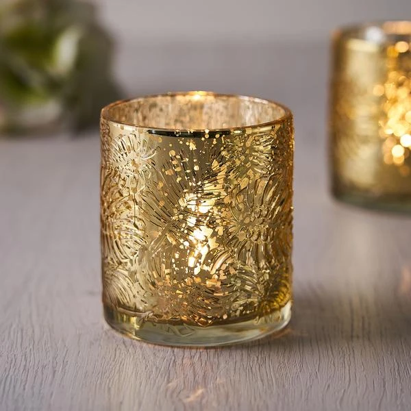 6 Pack | Mercury Glass Palm Leaf Candle Holders, Votive Tealight Holders 11 6 Pack | Mercury Glass Palm Leaf Candle Holders, Votive Tealight Holders - Image 11