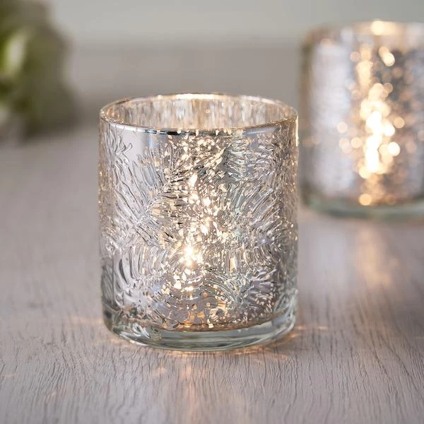 6 Pack | Mercury Glass Palm Leaf Candle Holders, Votive Tealight Holders 19 6 Pack | Mercury Glass Palm Leaf Candle Holders, Votive Tealight Holders - Image 19