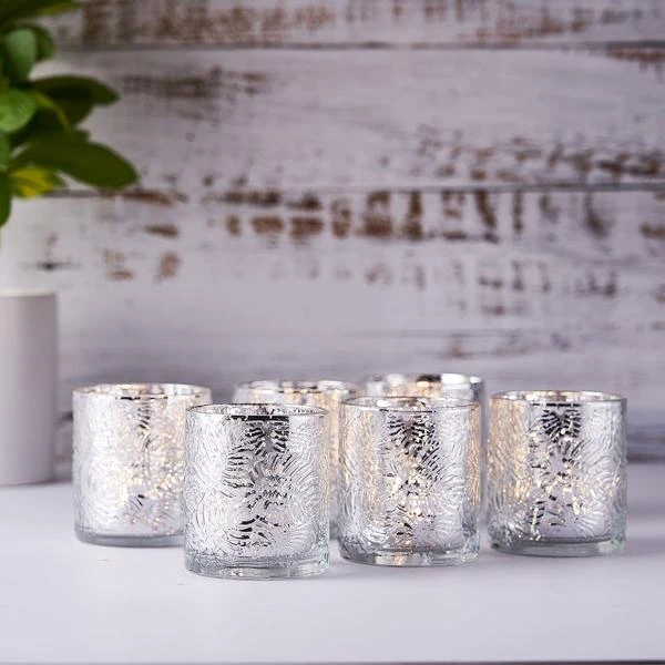 6 Pack | Mercury Glass Palm Leaf Candle Holders, Votive Tealight Holders 20 6 Pack | Mercury Glass Palm Leaf Candle Holders, Votive Tealight Holders - Image 20
