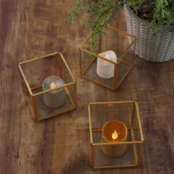 3 Pack Clear Glass Square Tealight Votive Candle Holder Cubes - Stackable With Gold Metal Frame 3" -Home Decor Promotional Store CAND HOLD 011 S CLRGD D01.progressive be17cd48 c88c 4dc4 a797 4467a620432b