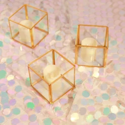 3 Pack Clear Glass Square Tealight Votive Candle Holder Cubes - Stackable With Gold Metal Frame 3" -Home Decor Promotional Store CAND HOLD 011 S CLRGD D09.progressive e4d7a730 2e89 449b 927c 41ebe730be4a