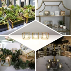 3 Pack Clear Glass Square Tealight Votive Candle Holder Cubes - Stackable With Gold Metal Frame 3" -Home Decor Promotional Store CAND HOLD 011 S CLRGD EBC2.progressive f3514baa edd8 4bfc 9df0 d9bfcac5e092