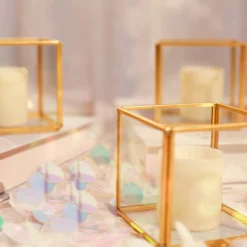 3 Pack Clear Glass Square Tealight Votive Candle Holder Cubes - Stackable With Gold Metal Frame 3" -Home Decor Promotional Store CAND HOLD 011 S CLRGD 01.progressive ac034cc4 9218 4935 8b2d ab4f2d1d35b8
