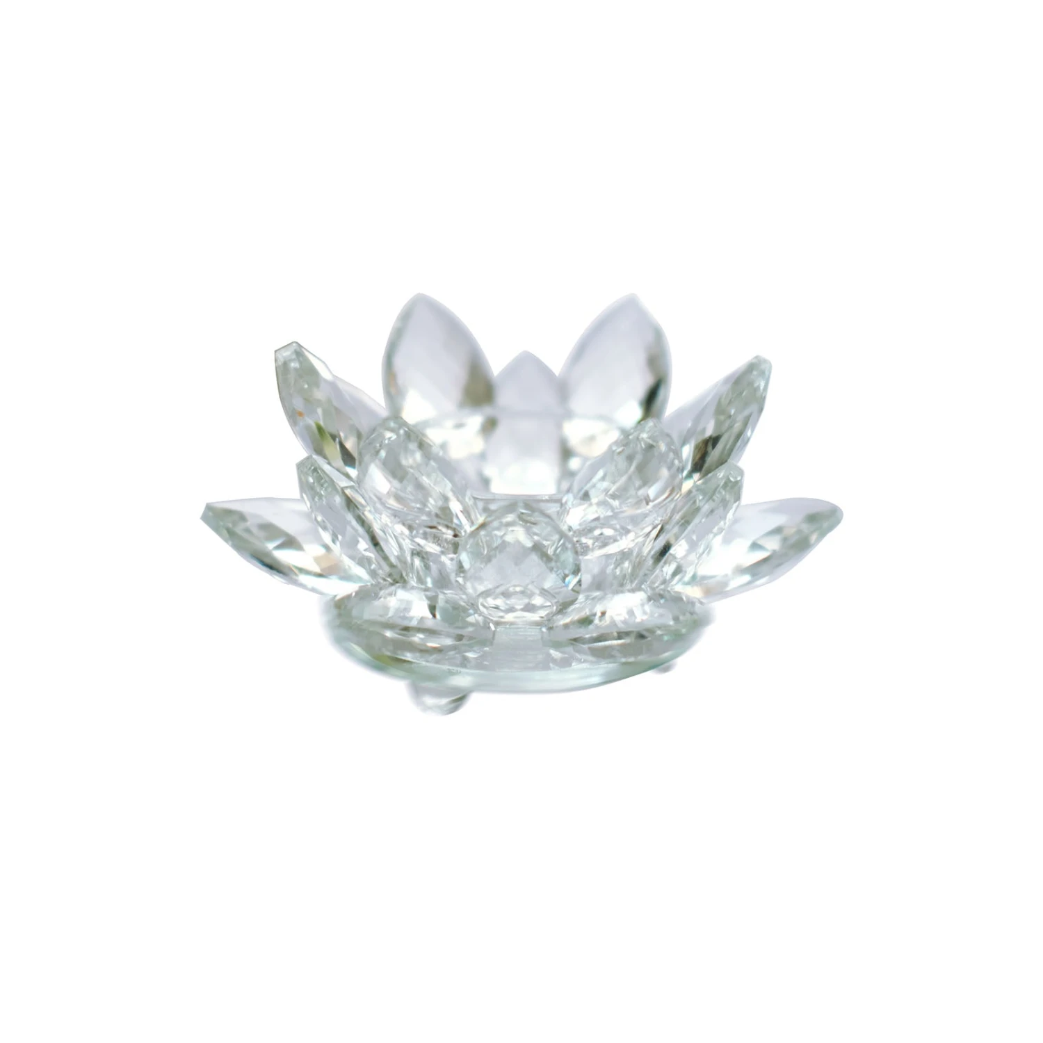 2 Pack Clear Crystal Glass Lotus Flower Votive Candle Holders, Tealight Taper Candle Stands 4.5" 5 2 Pack Clear Crystal Glass Lotus Flower Votive Candle Holders, Tealight Taper Candle Stands 4.5" - Image 5